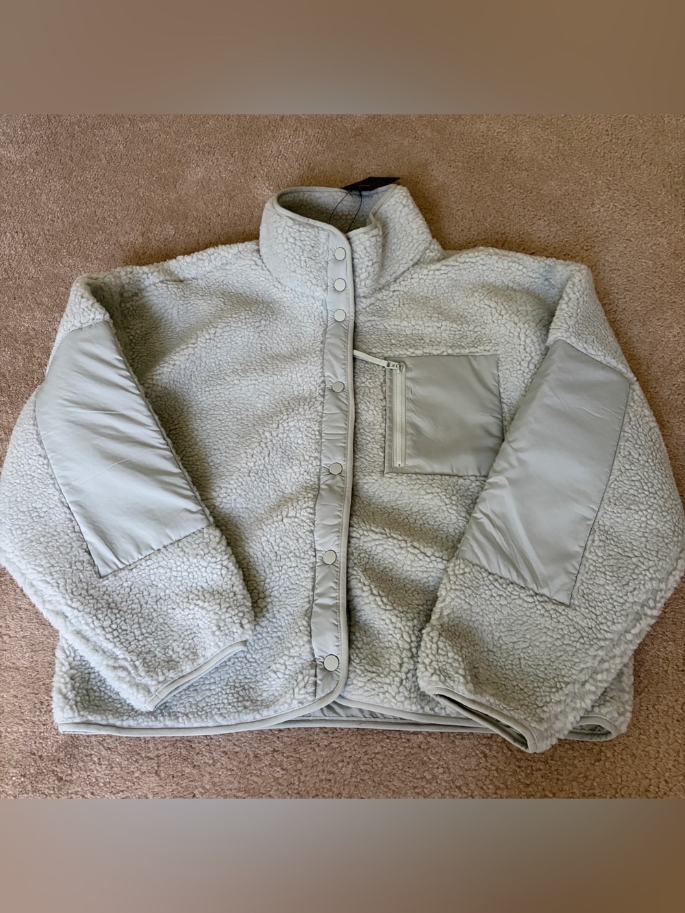 Women's Sage/Mint Sherpa Snap-Front Jacket